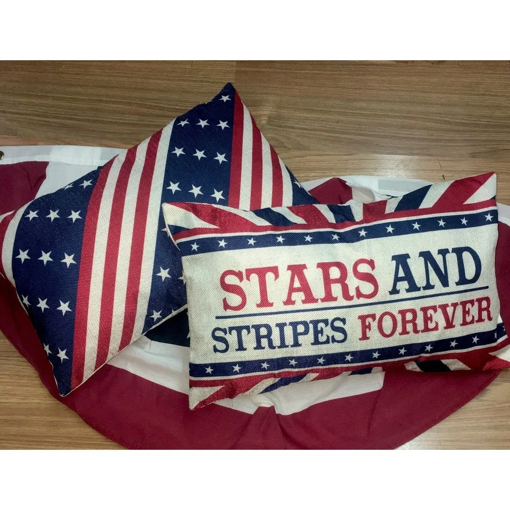 4th of July Patriotic Stars & Stripes America Throw Pillow Covers Only 12